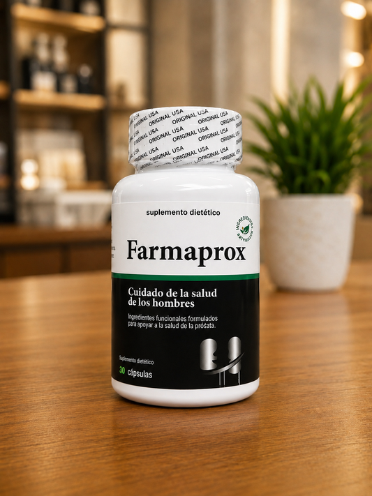 Frasco de Farmaprox, suplemento para el cuidado de la próstata, 30 cápsulas