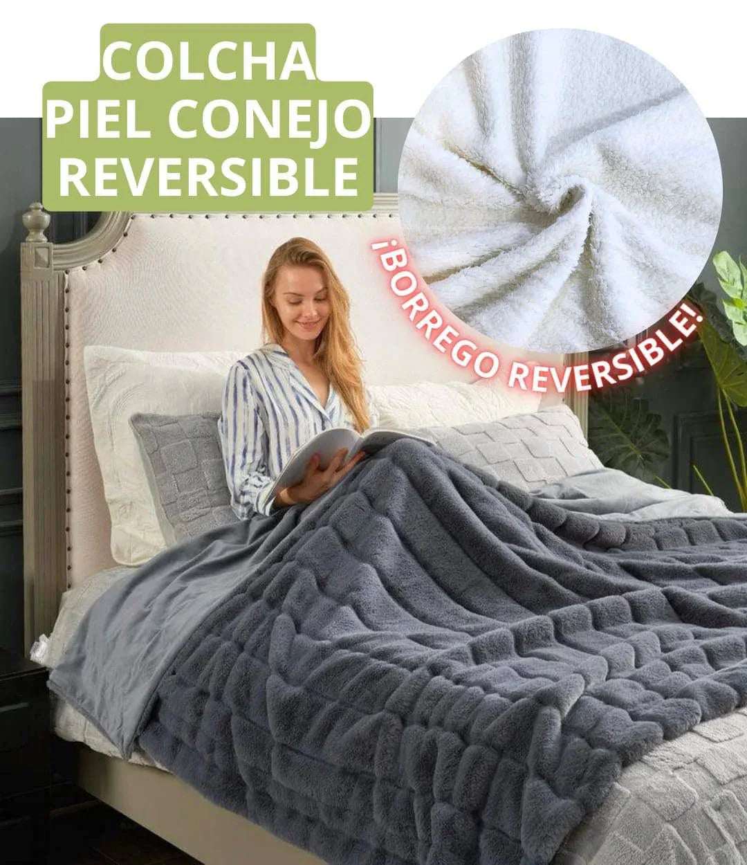 COLCHAS PIEL CONEJO GRUESAS REVERSIBLE