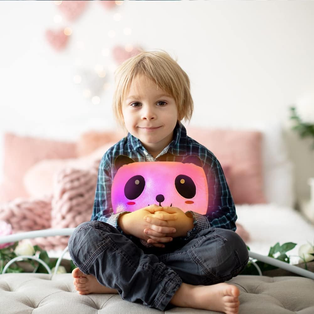 LiberSell NIÑA LiberSell Hogar Almohada oso panda luminoso LED