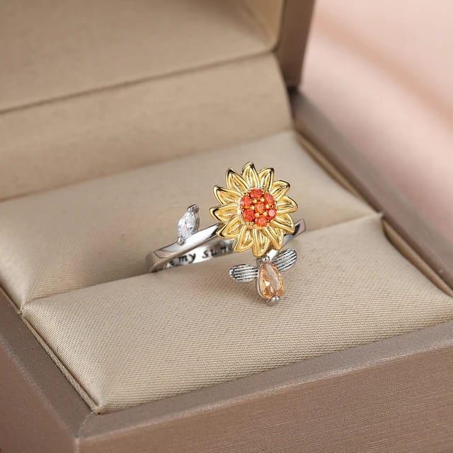 Anillo anti estrés giratorio de girasol