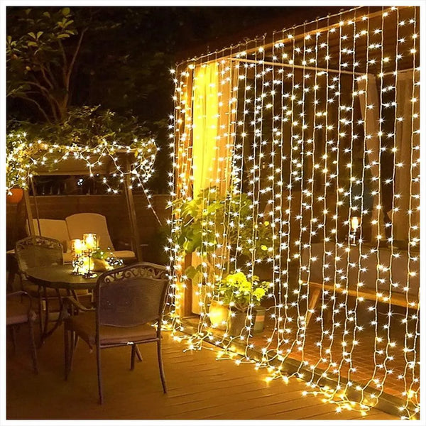 Cortina de Luces LED Navideña Luz Cálida – Decora Ventanas y Paredes