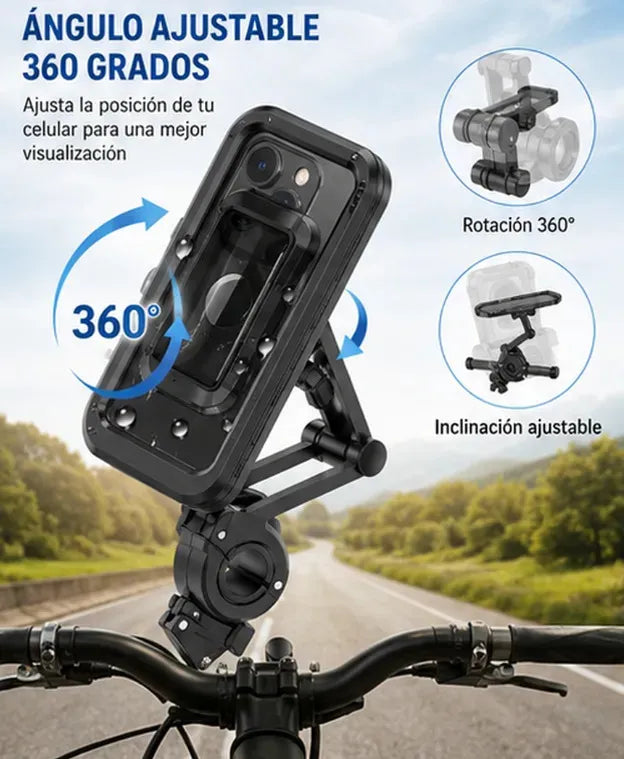 Soporte de Celular Impermeable para Moto y Bicicleta – Úsalo con Lluvia o Sol