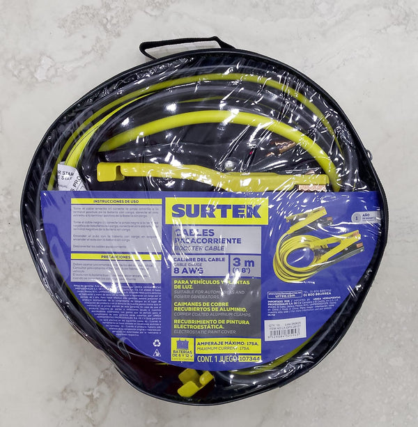 Cables Pasacorriente SURTEK 3 m 175 A – Arranca tu Auto sin Esperar Ayuda